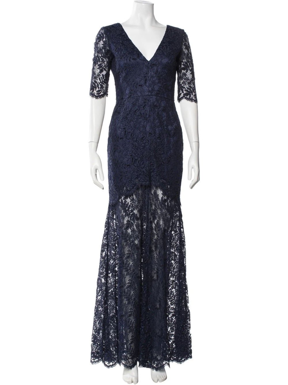 Vintage Sophia Kah Navy Lace Mermaid Gown